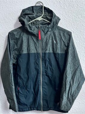 The North Face Kids Two-Tone Hooded Rain Jacket - Charcoal Gray & Navy